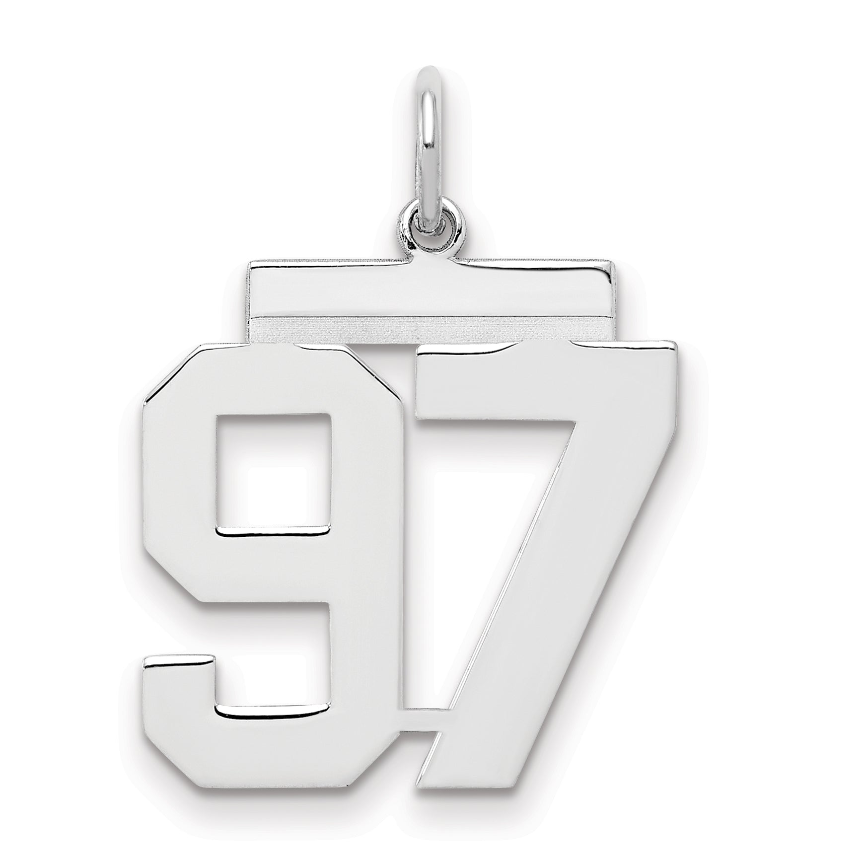 Sterling/Silver Rhodium-plated Polished Number 97 Charm