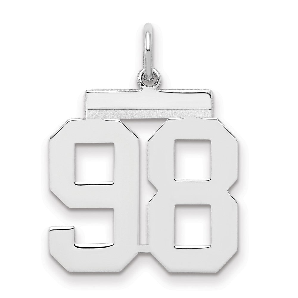 Sterling/Silver Rhodium-plated Polished Number 98 Charm