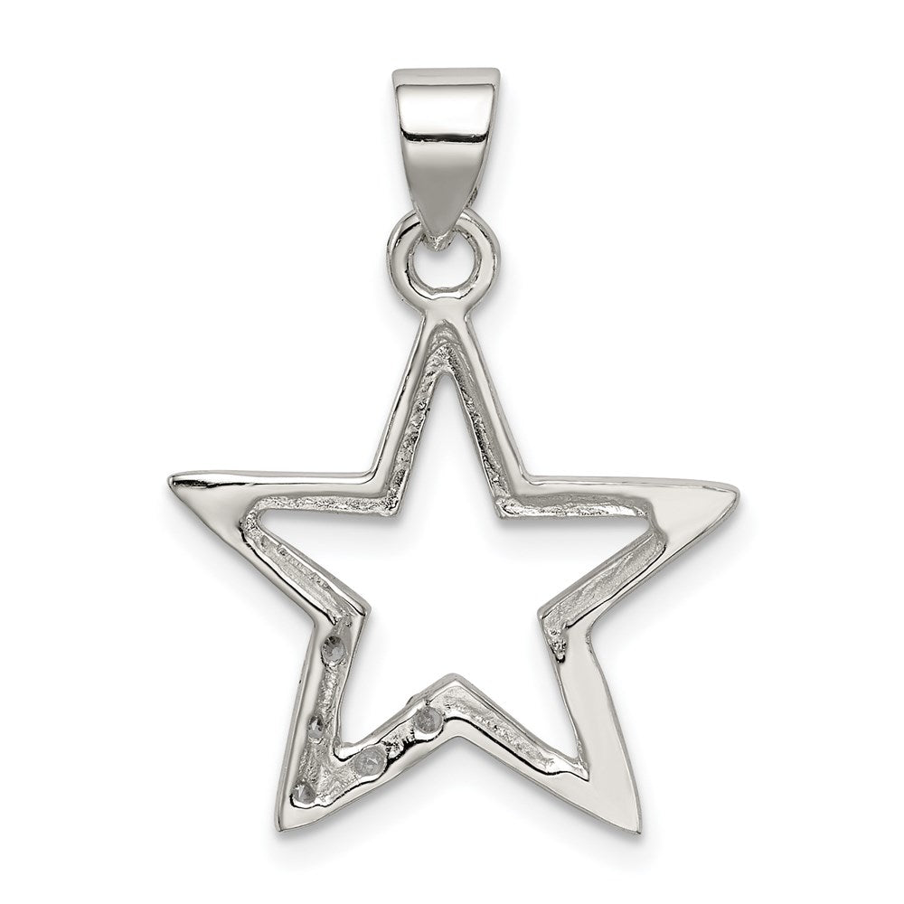 Sterling Silver Rhodium-plated CZ Star Pendant