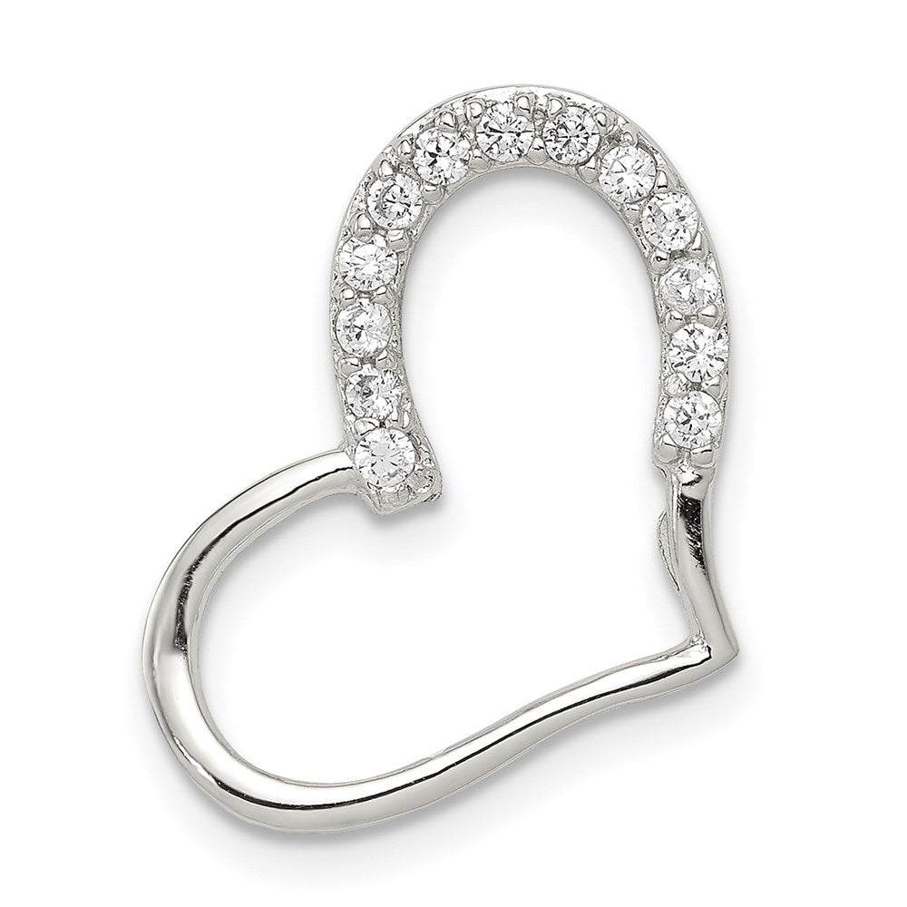 Sterling Silver Rhodium-plated CZ Heart Pendant