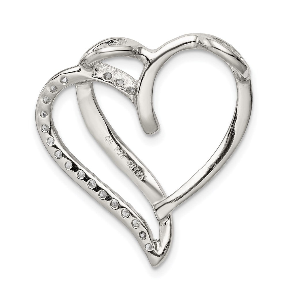 Sterling Silver Rhodium-plated CZ Heart Pendant