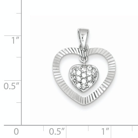 Sterling Silver CZ Heart Pendant