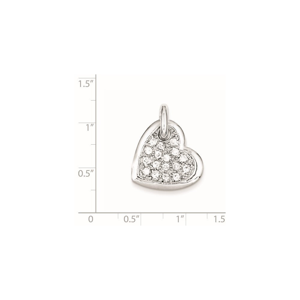 Sterling Silver CZ Heart Pendant