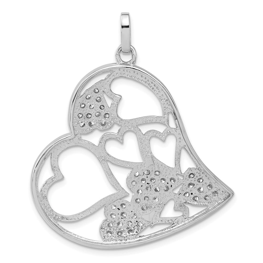 Sterling Silver CZ Heart Pendant