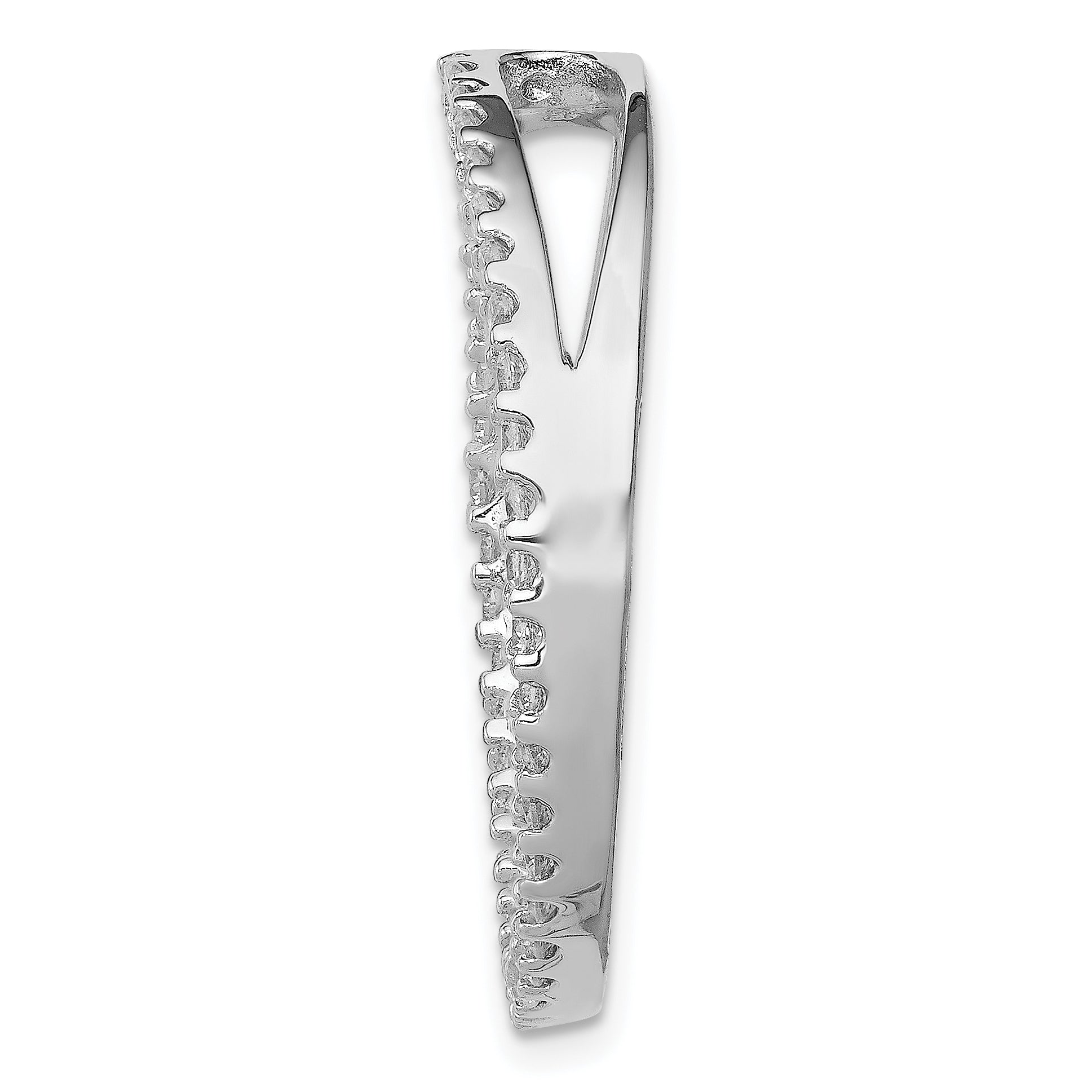 Sterling Silver Rhodium-platedCZ Chain Slide Pendant