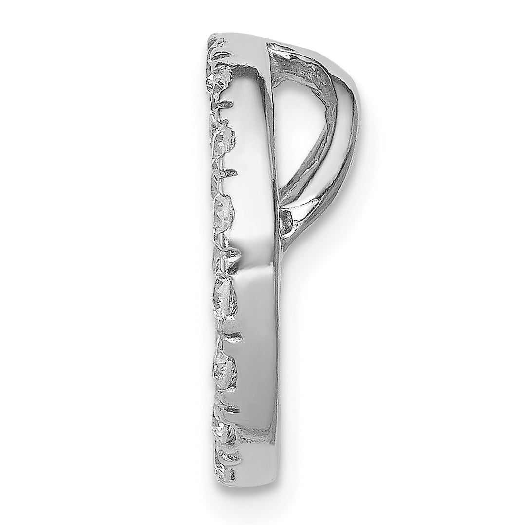 Sterling Silver Rhodium-platedCZ Chain Slide Pendant