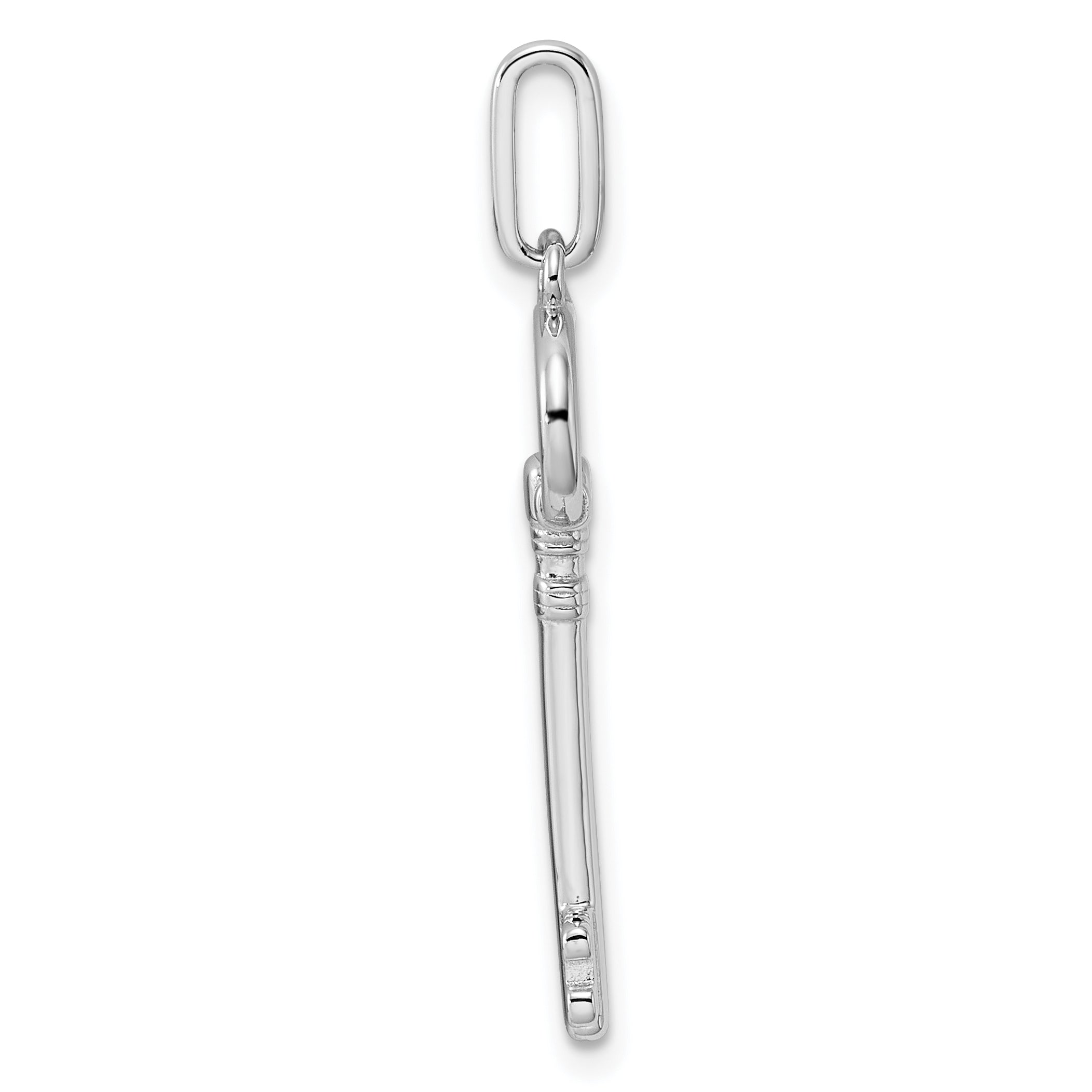 Sterling Silver Rhodium-plated Key Pendant