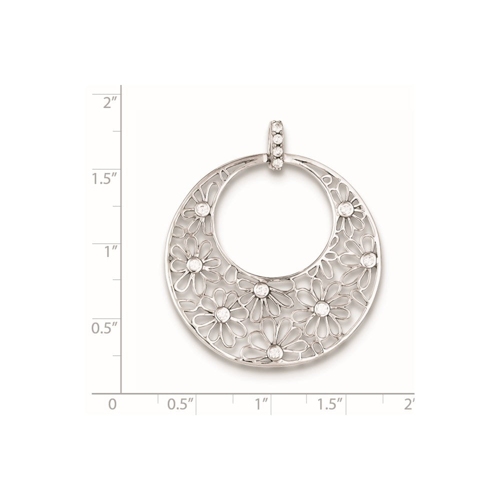 Sterling Silver Cut-out Flowers and CZ Circle Pendant