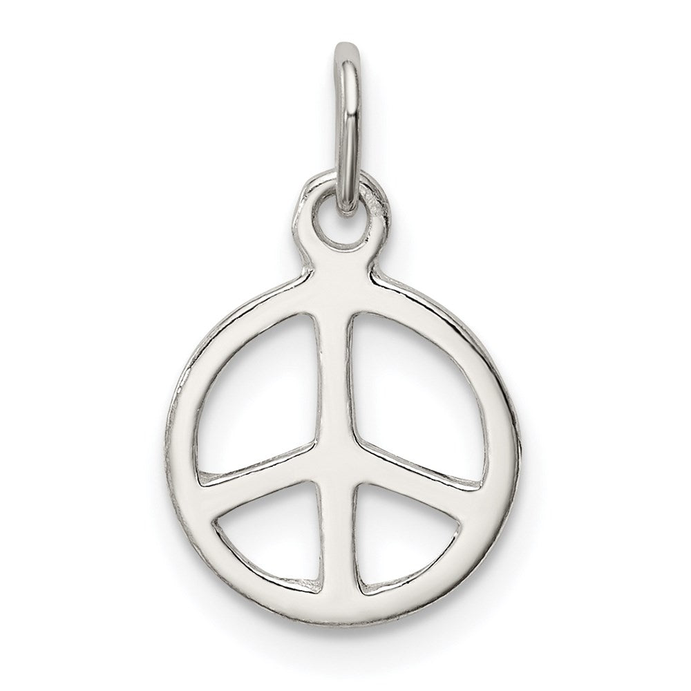 Sterling Silver Diamond-Cut Peace Sign Symbol Charm