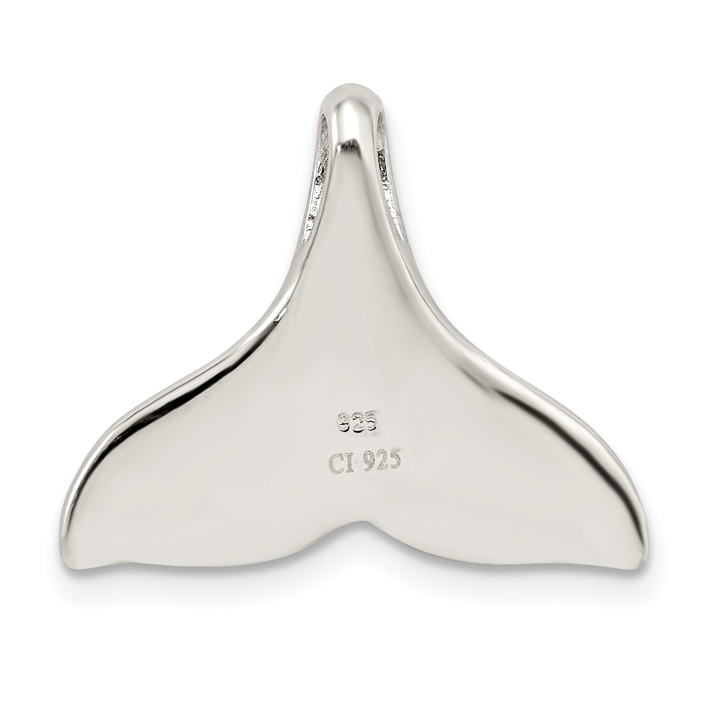 Sterling Silver Rhodium-plated Polished Created Blue Opal Whale Tail Chain Slide