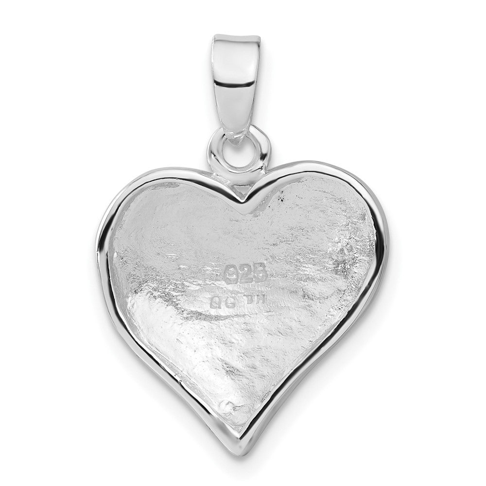 Sterling Silver Pink Stellux Crystal & Enameled Heart Pendant