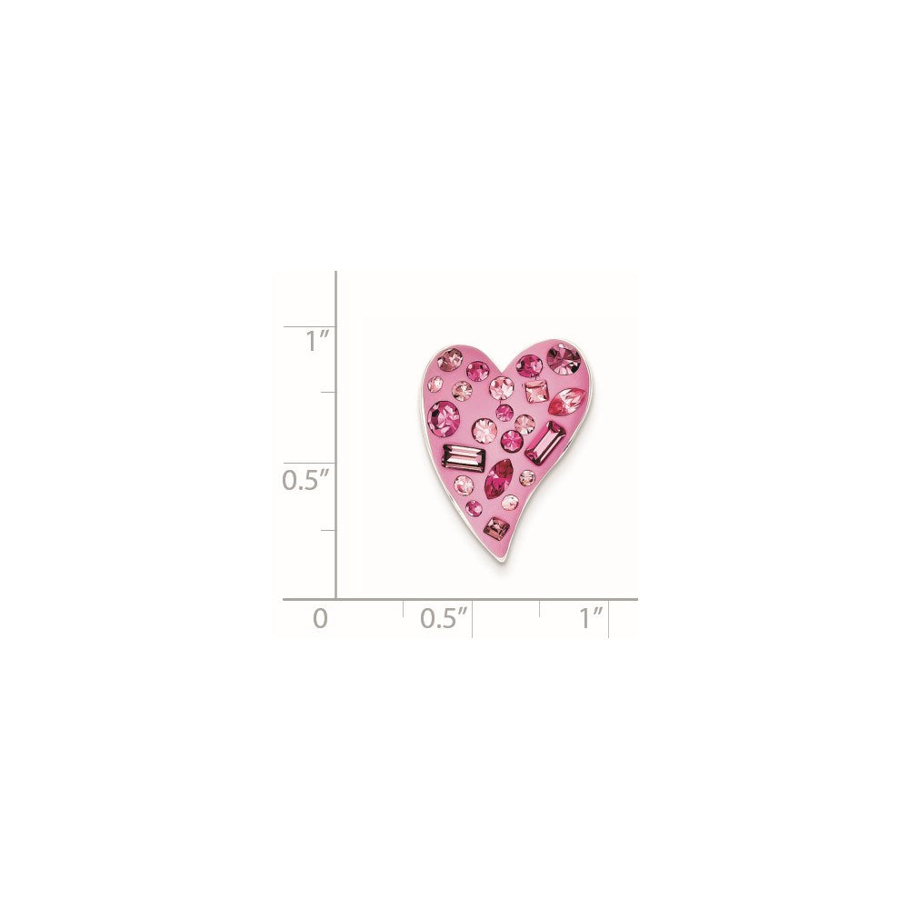 Sterling Silver Stellux Crystal Pink Heart Slide Pendant