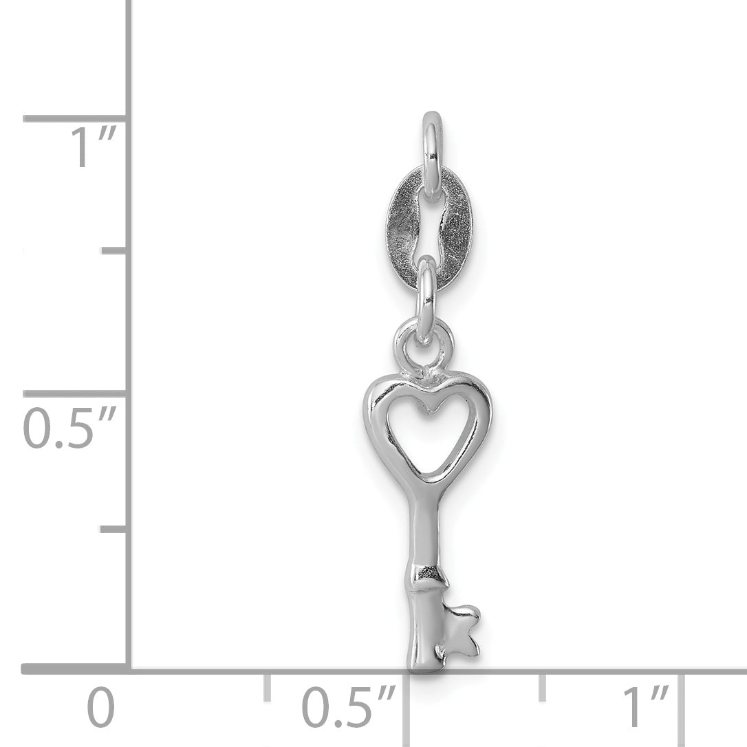 Sterling Silver Rhodium-plated Polished Lock & Key Charm