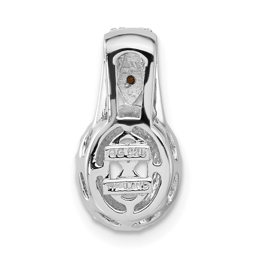 Sterling Silver Diamond/Smoky Quartz Semi-mount Gemstone Pendant