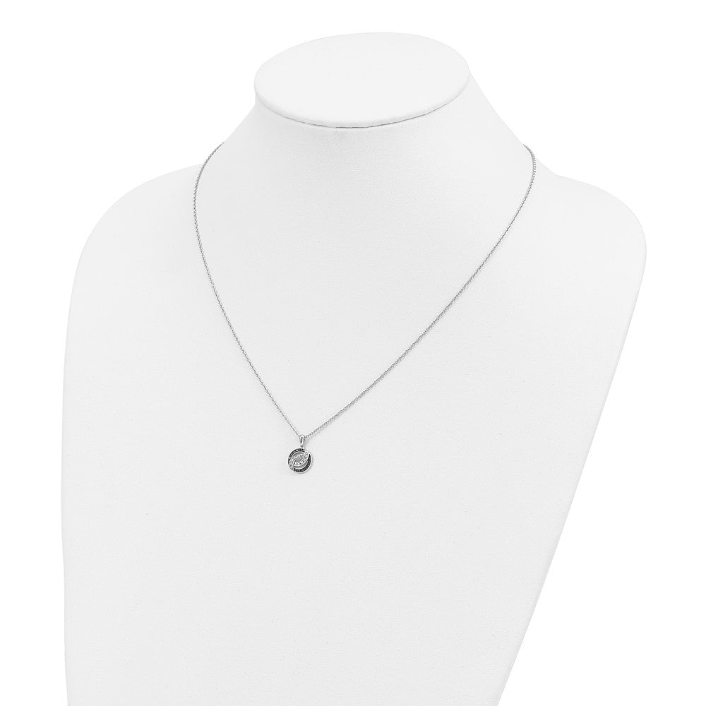 White Night Sterling Silver Rhodium-plated Black and White Diamond 18 Inch Necklace with 2 Inch Extender