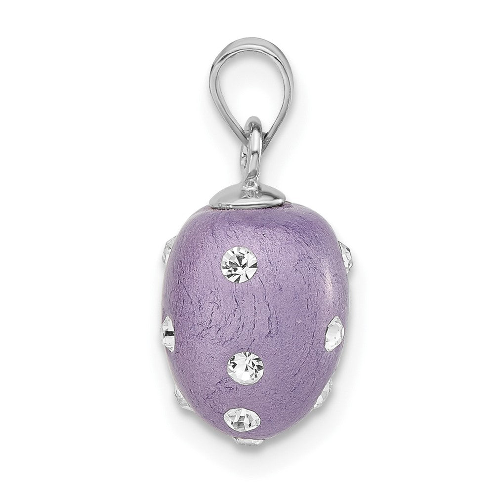 Sterling Silver Rhodium-Plated Stellux Crystal Purple Heart Pendant
