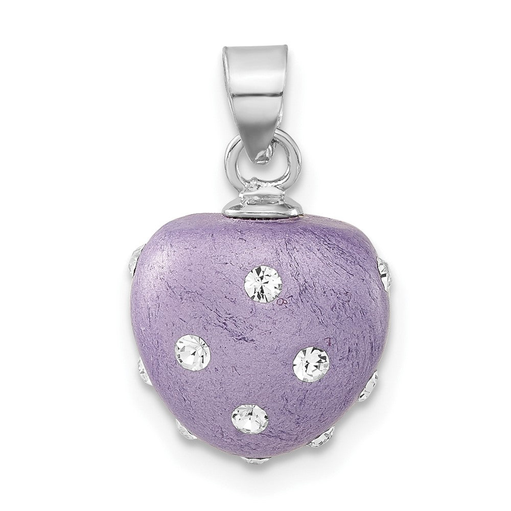 Sterling Silver Rhodium-Plated Stellux Crystal Purple Heart Pendant