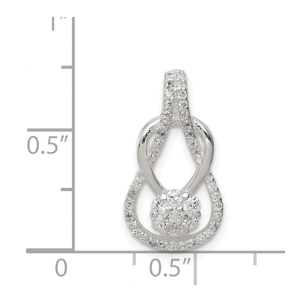 Sterling Silver CZ & Teardrop Pendant