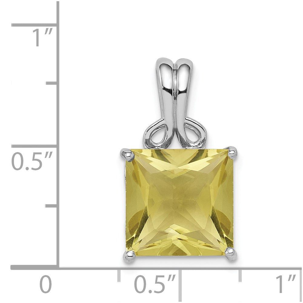Sterling Silver Rhodium-plated Lemon Quartz Pendant