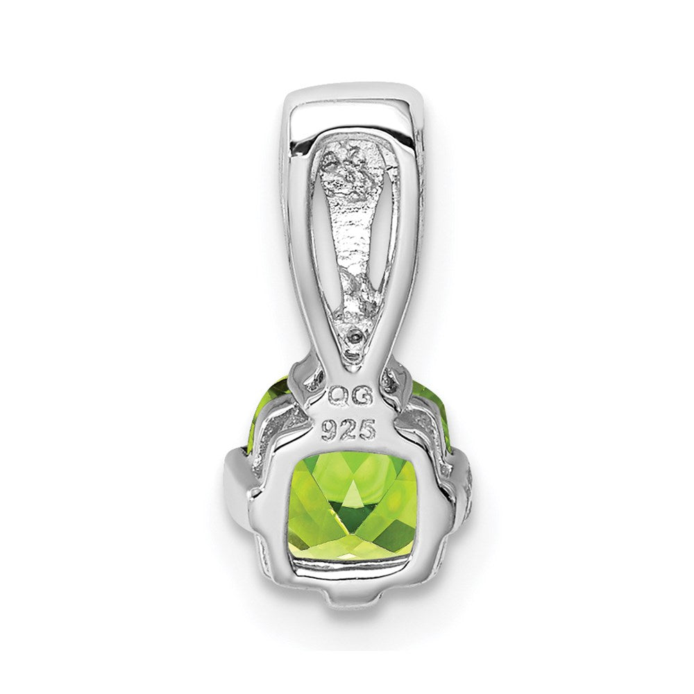 Sterling Silver Rhodium Plated Diamond and Peridot Pendant