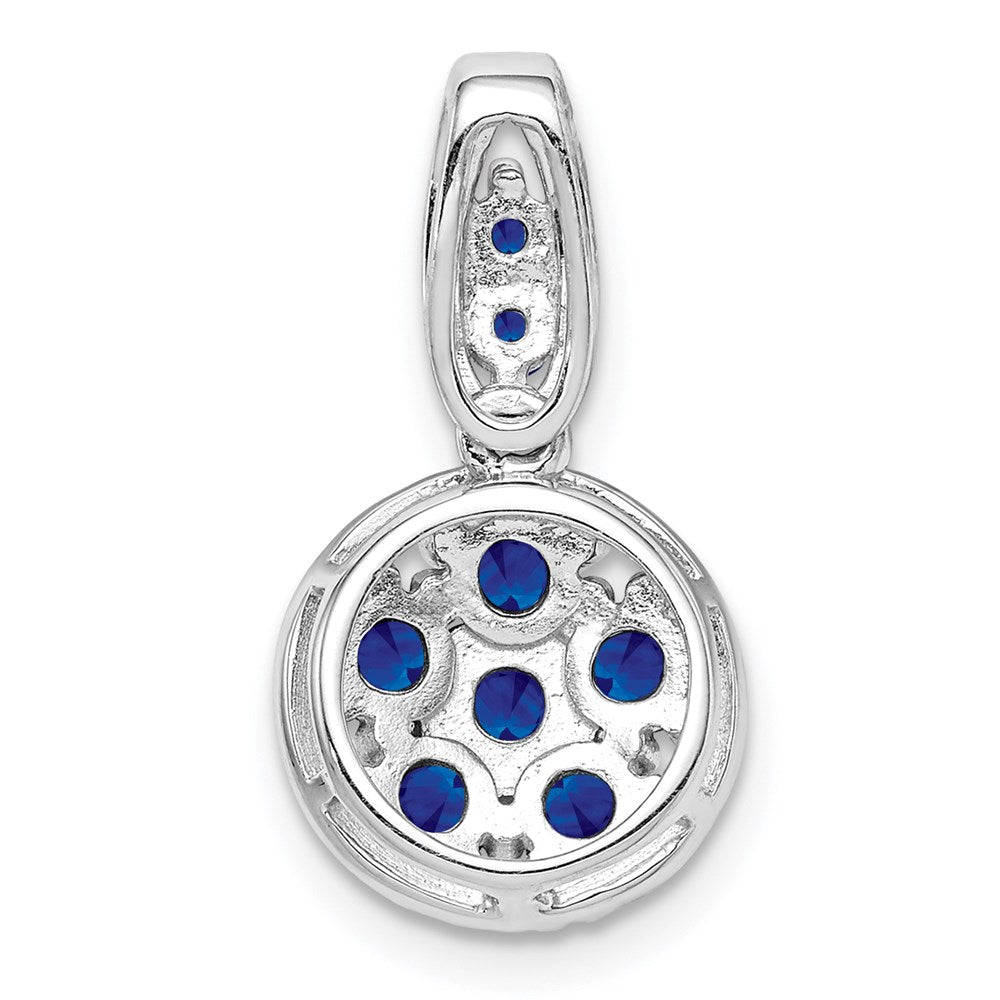 Sterling Silver Rhodium-plated & Sapphire Circle Pendant