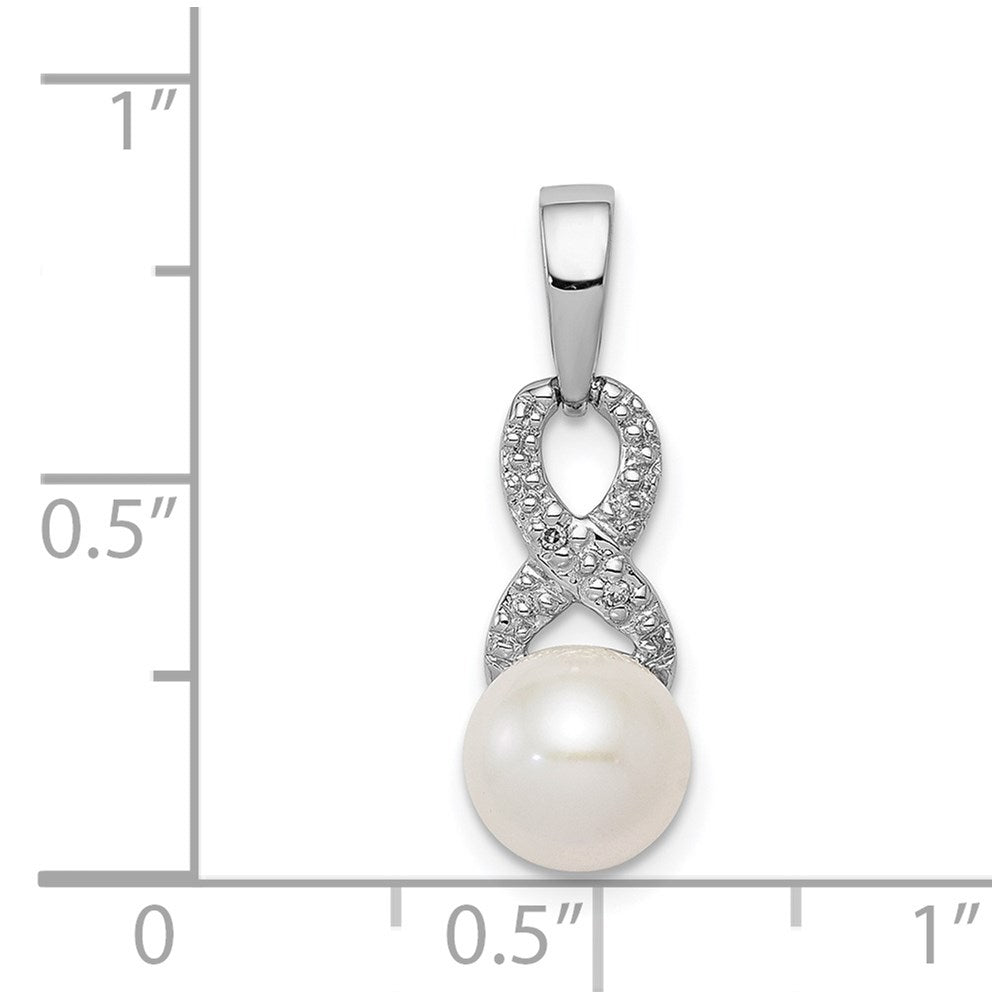 Sterling Silver Rhod Plated Diamond and FW Cultured Pearl Pendant