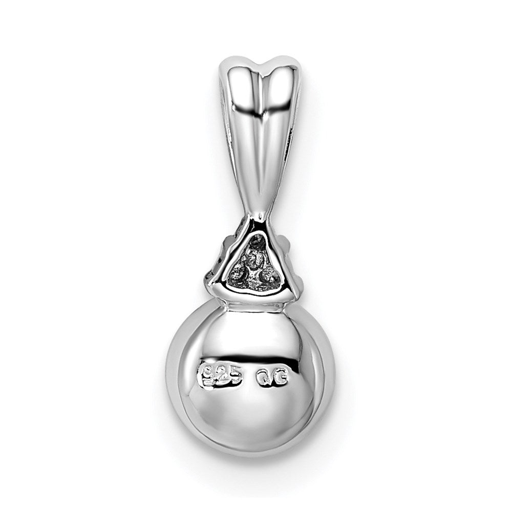 Sterling Silver Rhod Plated Diamond and FW Cultured Pearl Pendant
