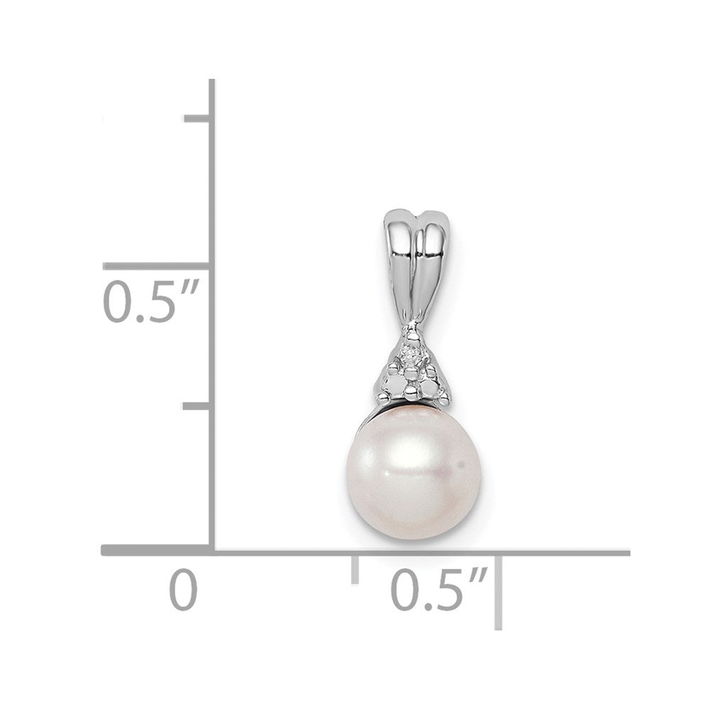 Sterling Silver Rhod Plated Diamond and FW Cultured Pearl Pendant