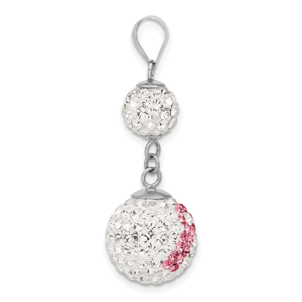 Sterling Silver Crystal Awareness Double Bead Pendant