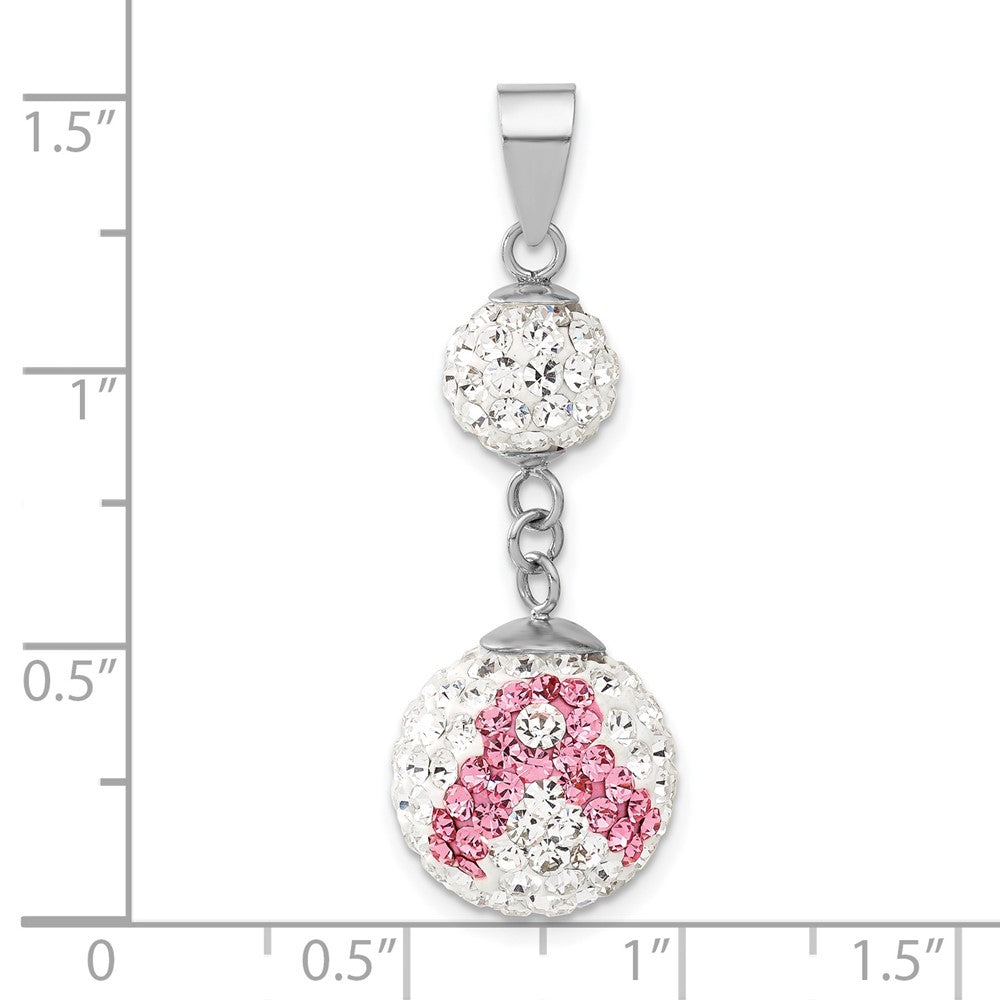 Sterling Silver Crystal Awareness Double Bead Pendant