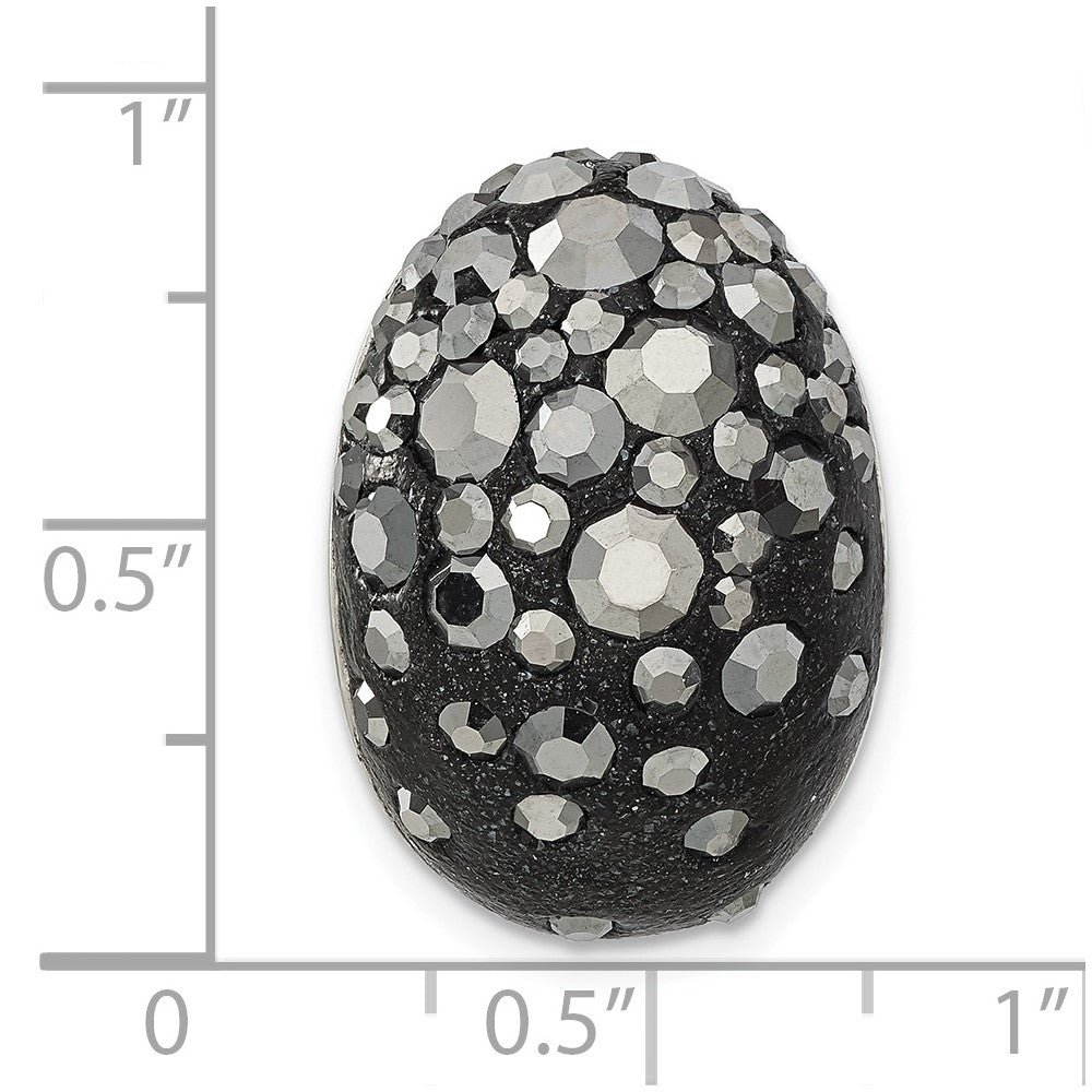 Sterling Silver Rhodium Black Clay & Preciosa Crystal Chain Slide Pendant