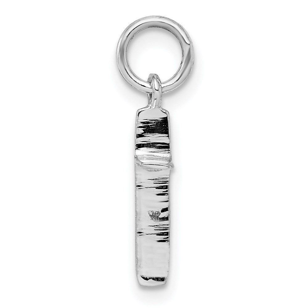 Sterling Silver RH Plated Child's Polished Cross Pendant