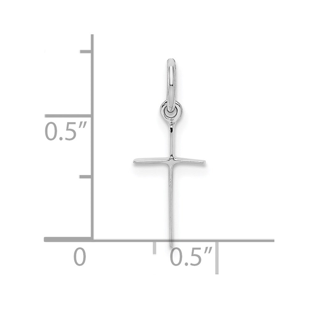 Sterling Silver RH Plated Child's Polished Cross Pendant