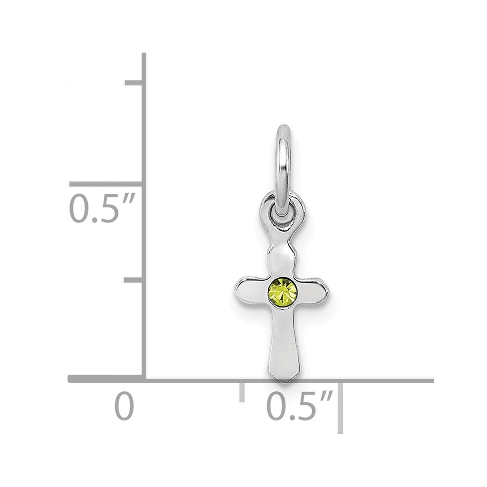 Sterling Silver RH-pltd Child's Aug Lt Green Preciosca Crystal Cross Penda
