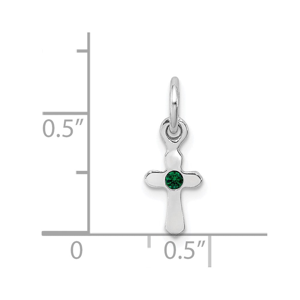 Sterling Silver RH-pltd Child's May Green Preciosca Crystal Cross Pendant