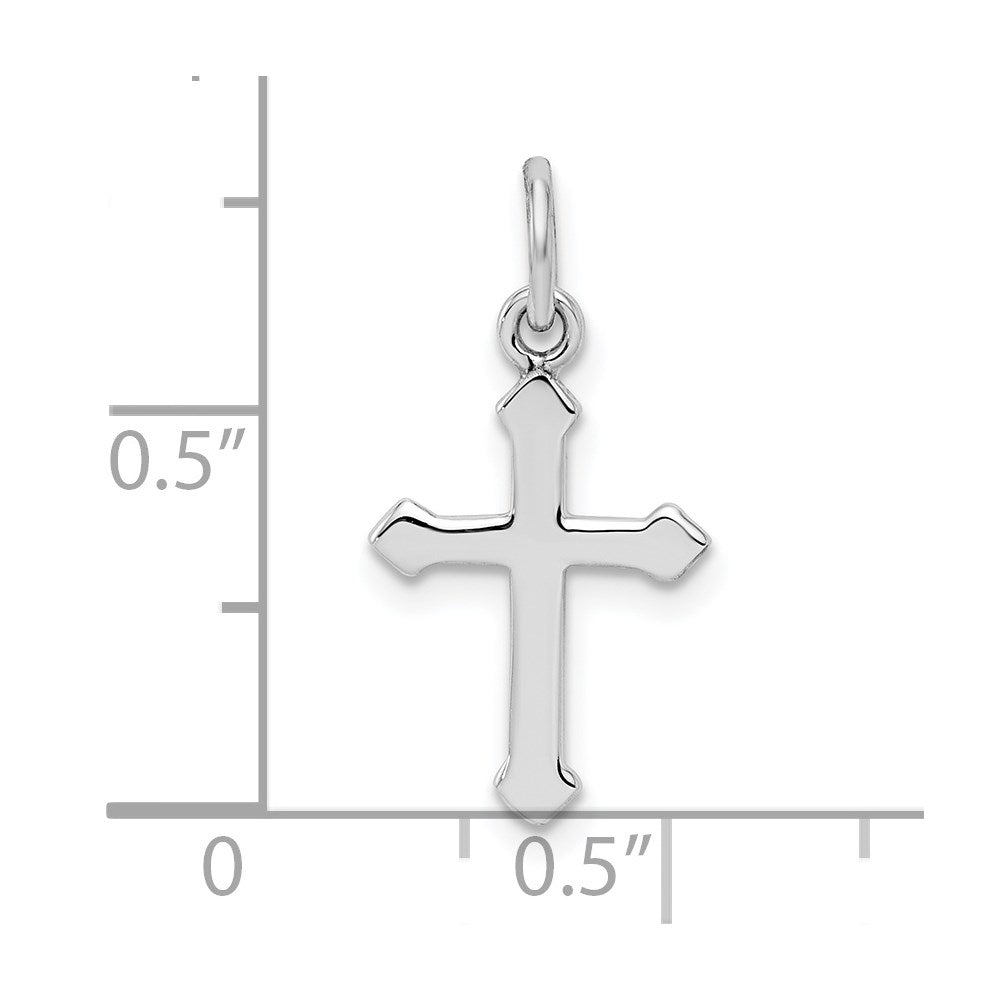 Sterling Silver RH Plated Child's Polished Cross Pendant