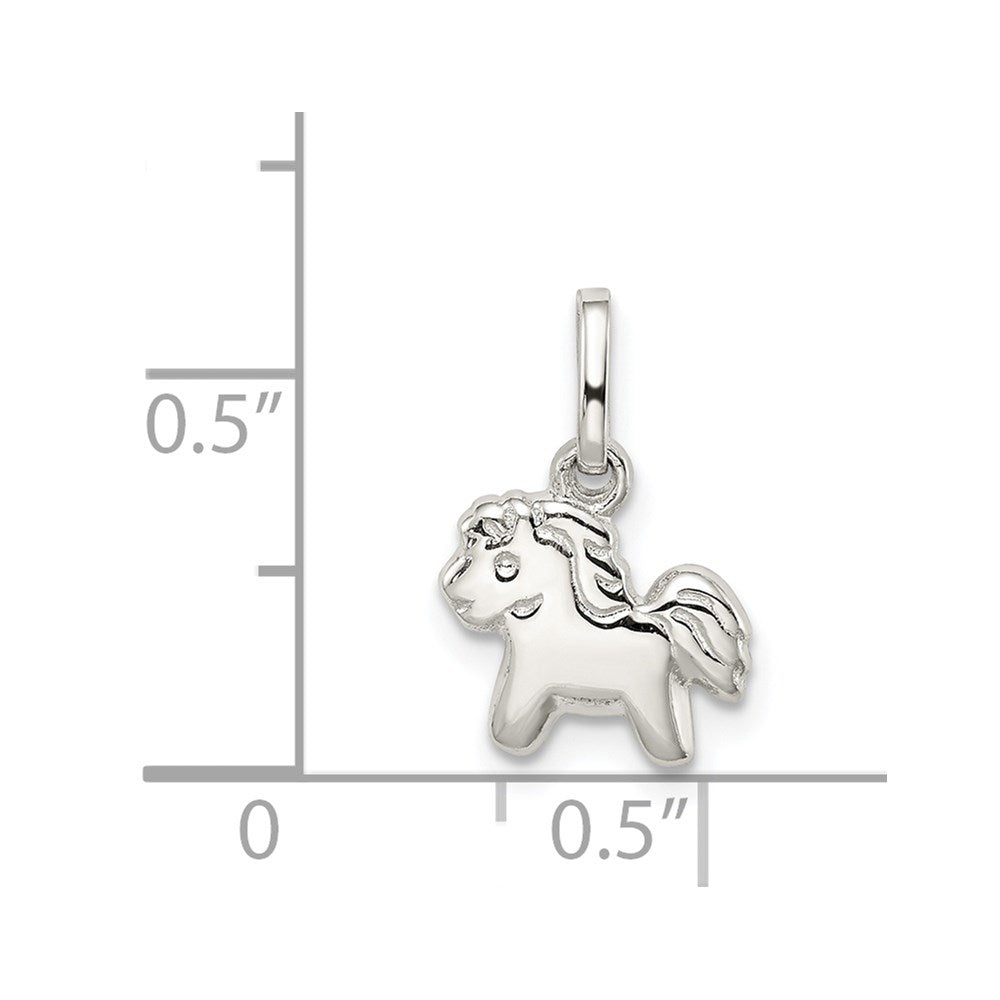 Sterling Silver Rhodium-plated Polished Pony Children's Pendant