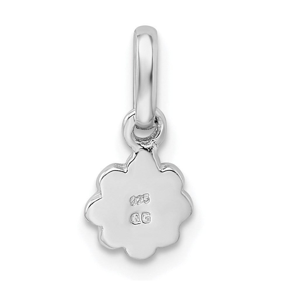 Sterling Silver RH-plated White & Yellow Enamel Daisy Children's Pendant