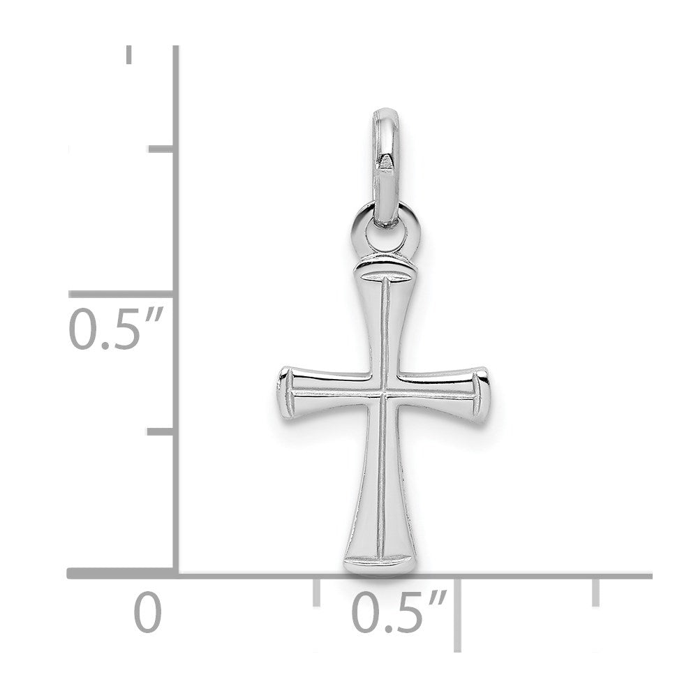 Sterling Silver RH Plated Child's Polished Cross Pendant