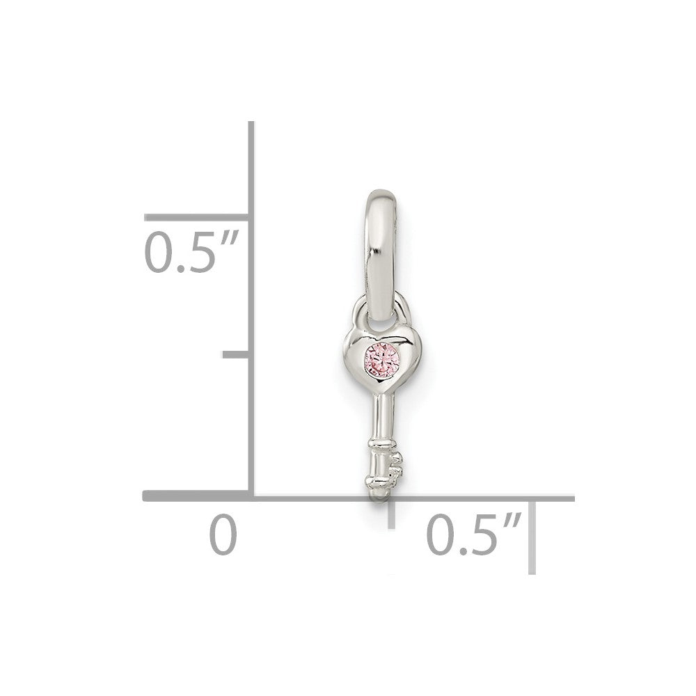 Sterling Silver Pink CZ Key Kid's Pendant