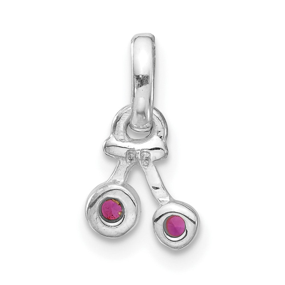 Sterling Silver Synthetic Ruby Cherry Kid's Pendant