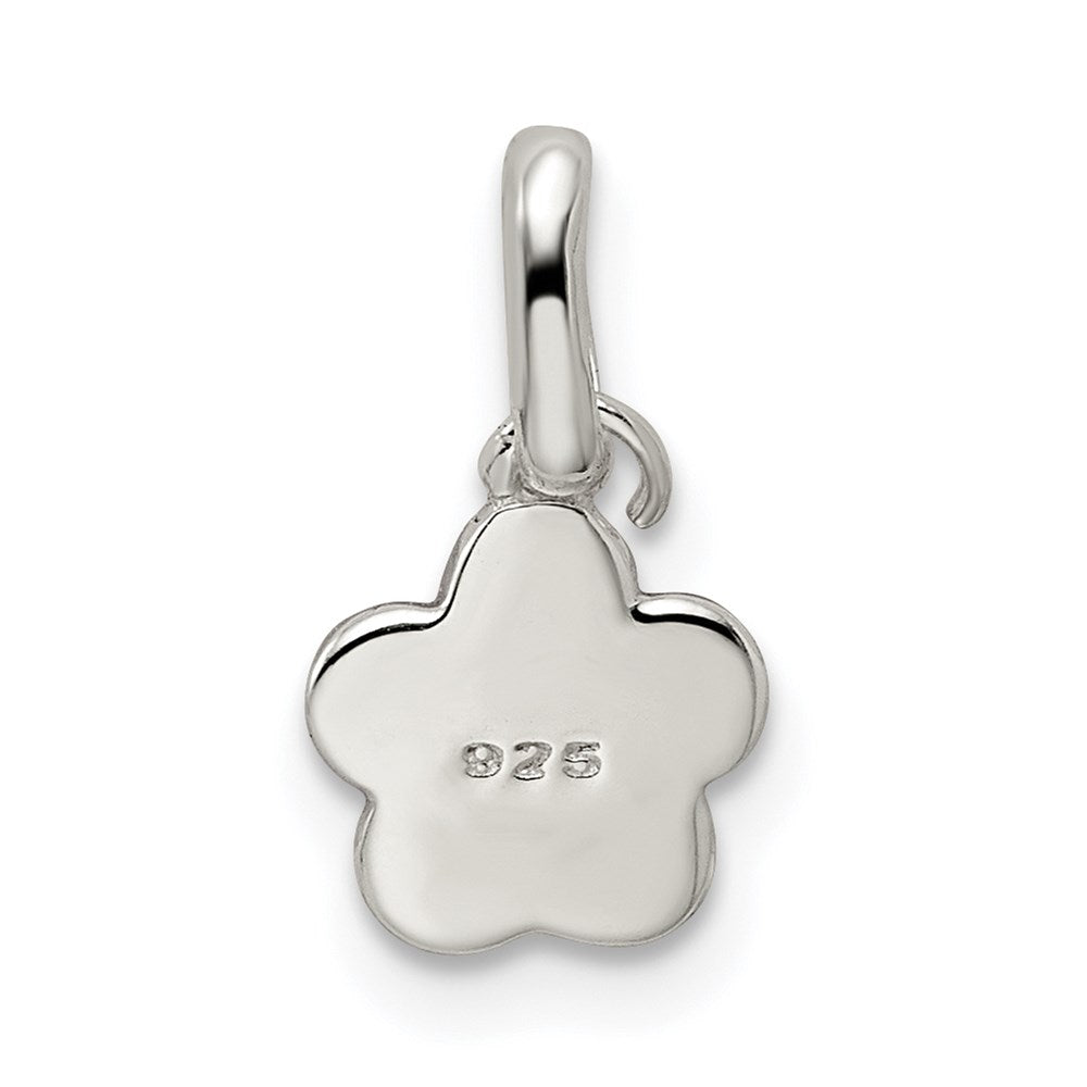 Sterling Silver Polished Pink Enameled Flower Children's Pendant