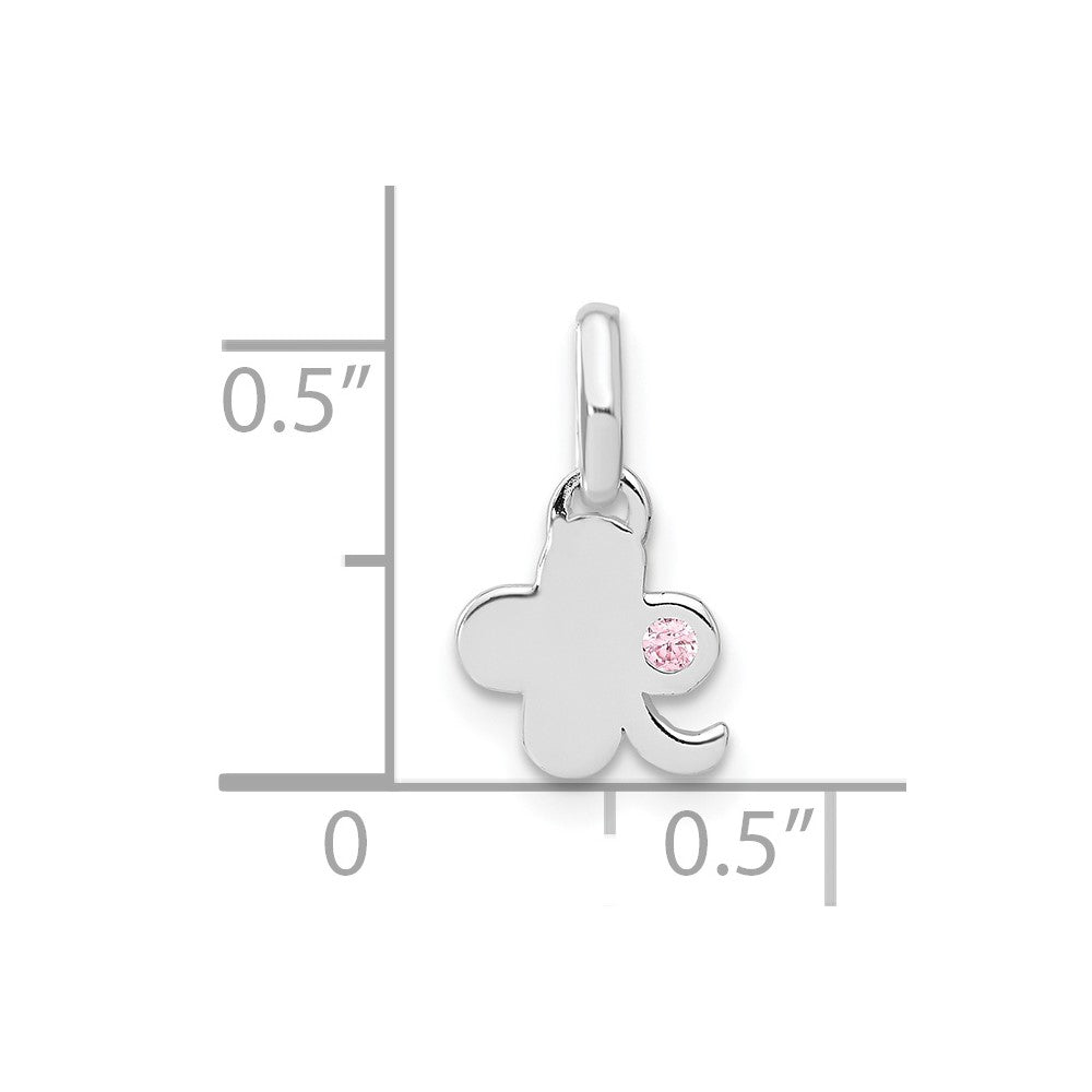 Sterling Silver Pink CZ Clover Kid's Pendant
