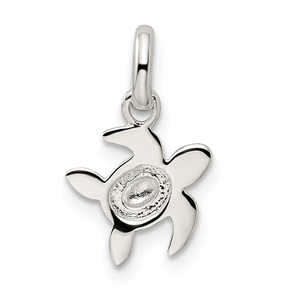 Sterling Silver Polished Multi-color Enameled Sea Turtle Children's Pendant