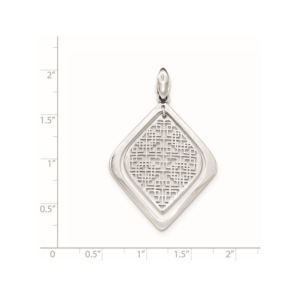 Sterling Silver Rhodium-plated Brushed/Polished Pendant