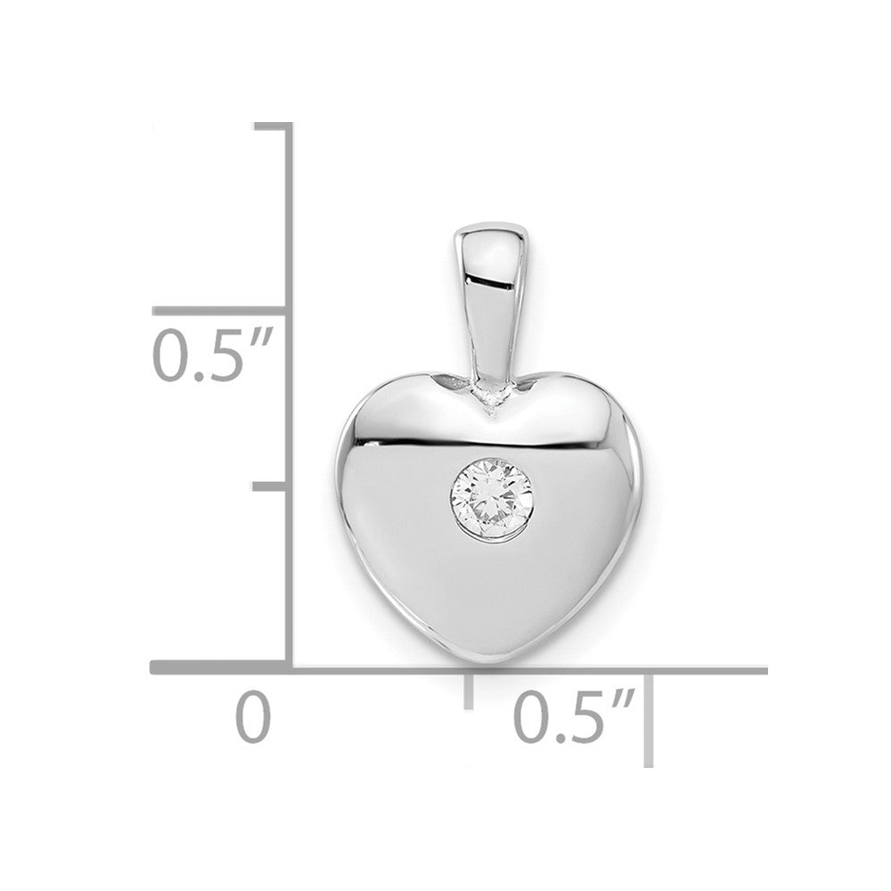 Sterling Silver Polished CZ Heart Pendant