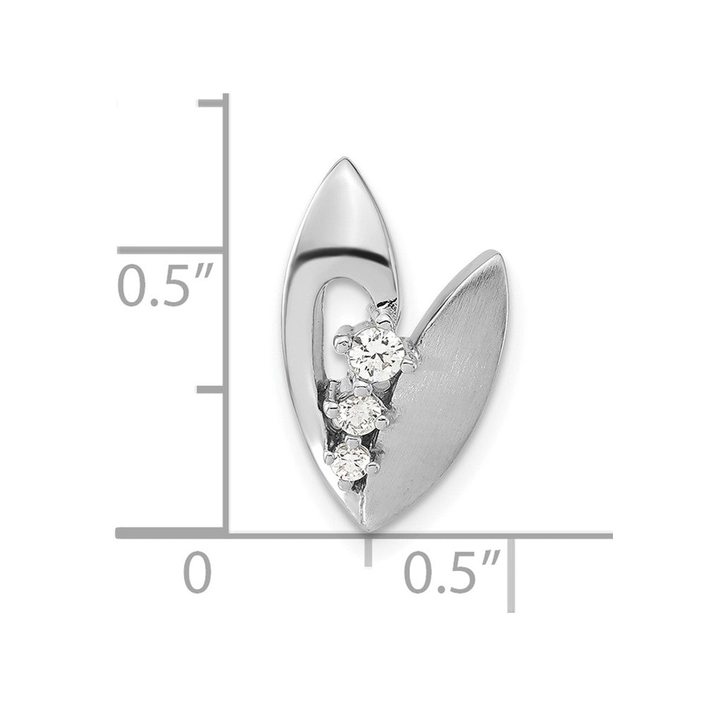 Sterling Silver Polished And Brushed CZ Slide