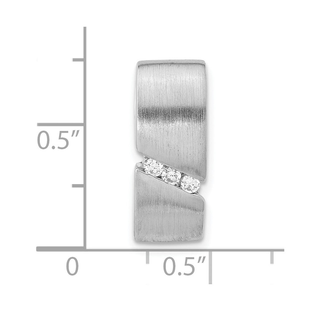 Sterling Silver Brushed CZ Slide