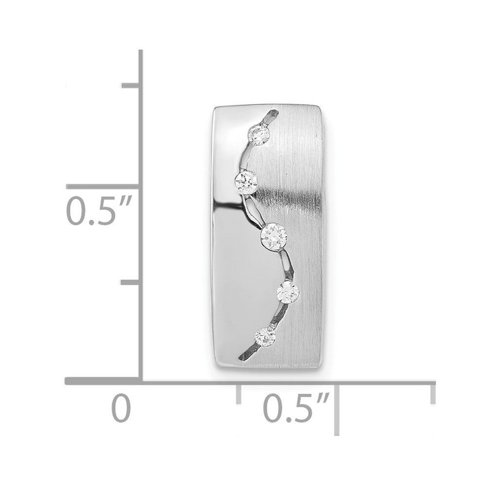 Sterling Silver Brushed And Polished CZ Slide