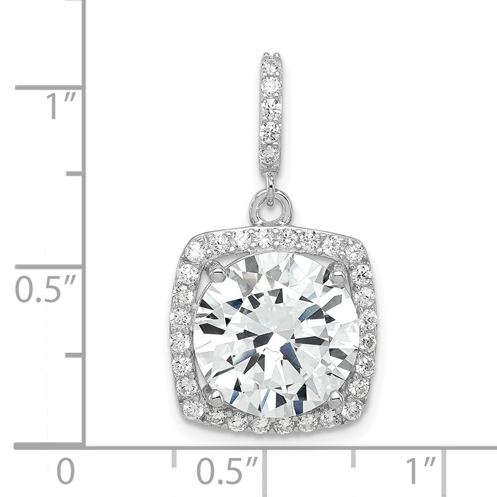 Sterling Silver Rhodium-plated Polished CZ Pendant